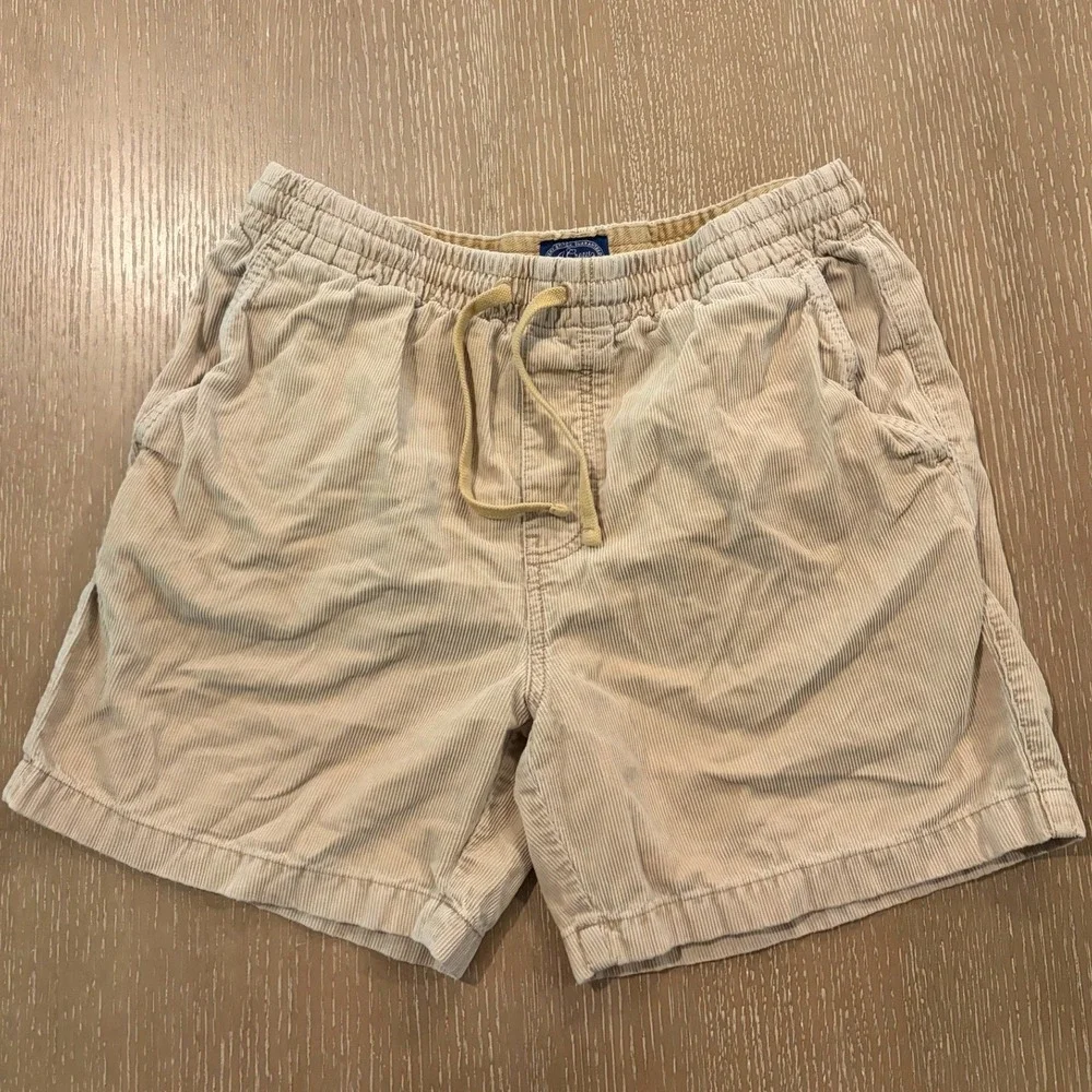 J.Crew Dock Short Mens Medium Tan Khaki Corduroy Elastic Waist 6